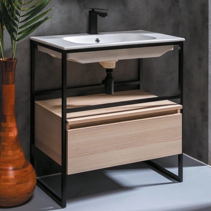 Тумба с раковиной Armadi Art Loft 80 light wood, напольная, матовая