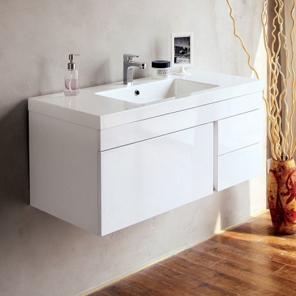 Тумба для комплекта BelBagno Luce 100 bianco lucido с ящиками, подвесная