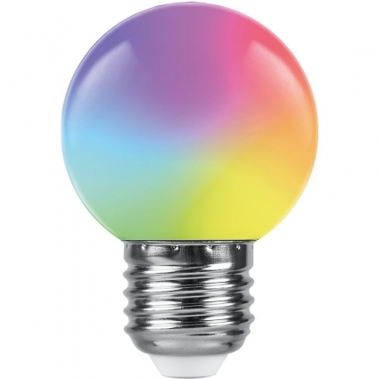 Лампа светодиодная Feron E27 1W RGB матовая LB-37 38126 цвет белый