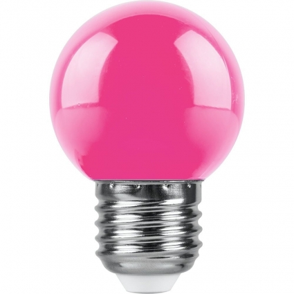 Лампа светодиодная Feron E27 1W RGB розовый LB-37 38123 цвет розовый