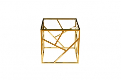 Стол Garda Decor журнальный из нержавеющей стали золотого цвета 50x50x50 см,  стиль классический
