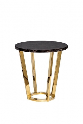 Столик Garda Decor кофейный со стальным основанием золотого цвета 55x55x57 см,  стиль современный