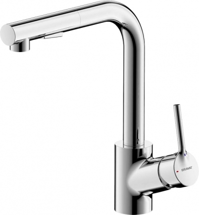 Смеситель Bravat Affability F7172217CP-3 для кухонной мойки, хром, однорычажный, высота излива 25.5 см
