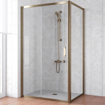 Душевой уголок Vegas Glass ZP+ZPV TUR NOVO 130*90 05 01 профиль бронза, стекло прозрачное, прямоугольный, двери раздвижные