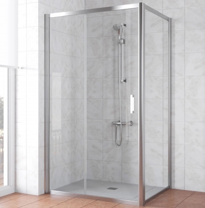 Душевой уголок Vegas Glass ZP+ZPV TUR NOVO 130*80 08 01 профиль глянцевый хром, стекло прозрачное, прямоугольный, двери раздвижные
