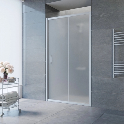 Душевая дверь в нишу Vegas Glass ZP NOVO 120 07 10 120 см, профиль матовый хром, стекло сатин, раздвижная