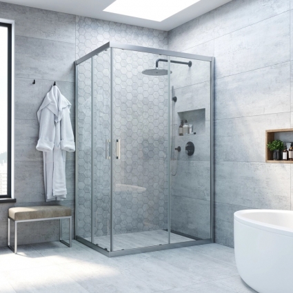Душевой уголок Vegas Glass ZA-F Novo 120*100 07 01 профиль матовый хром, стекло прозрачное, прямоугольный, двери раздвижные