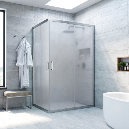 Душевой уголок Vegas Glass ZA-F Novo 120*90 07 10 профиль матовый хром, стекло сатин, прямоугольный, двери раздвижные