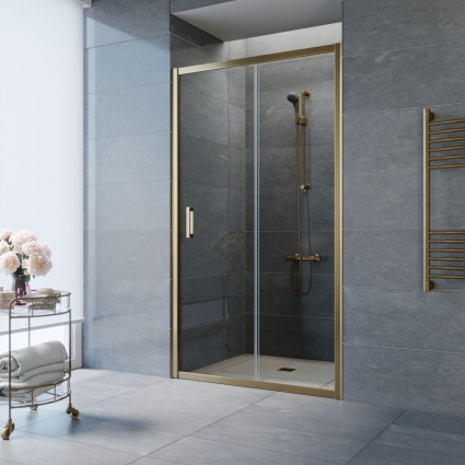 Душевая дверь в нишу Vegas Glass ZP TUR NOVO 105 05 01 105 см, профиль бронза, стекло прозрачное, раздвижная