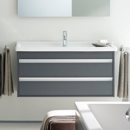 Тумба с раковиной Duravit Ketho 100 графит матовый, подвесная, с ящиками