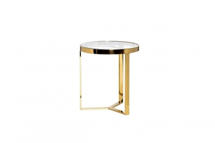Кофейный стол Garda Decor золотого цвета со стальными ножками 50x50x55 см,  стиль современный