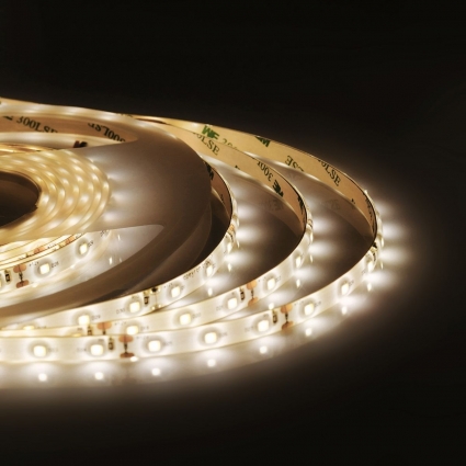 Светодиодная влагозащищенная лента Apeyron 4,8W/m 60LED/m 5050SMD теплый белый 5M 10-27, в современном стиле, цвет белый
