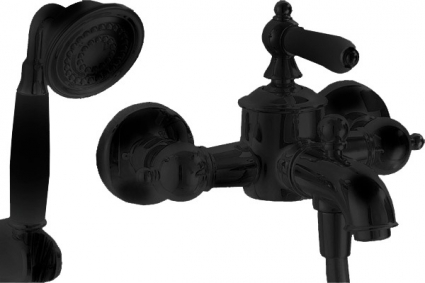 Смеситель Bravat Art Black F675109BM-B для ванны с душем, черный, однорычажный, длина излива 17 см