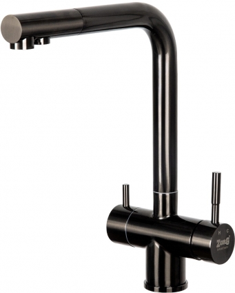 Смеситель Zorg Inox SZR-7039 GRAFIT для кухонной мойки, графит, однорычажный, черный
