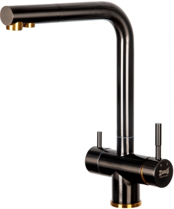 Смеситель Zorg Inox SZR-7039 BR/GRAFIT для кухонной мойки, бронза, графит, однорычажный, высота излива 29.7 см