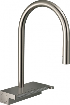 Смеситель Hansgrohe Aquno Select M81 73831800 для кухонной мойки, сталь, однорычажный, высота излива 16.5 см