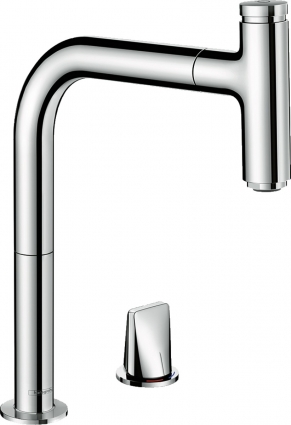 Смеситель Hansgrohe Metris Select M71 73804000 для кухонной мойки, хром, однорычажный, высота излива 20.8 см