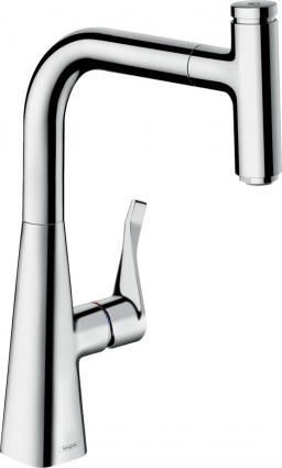 Смеситель Hansgrohe Metris Select M71 73802000 для кухонной мойки, хром, однорычажный, высота излива 23.8 см