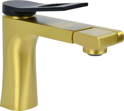 Смеситель Bronze de Luxe Element EL02XGB для раковины, золото / черный, однорычажный, высота излива 9.6 см