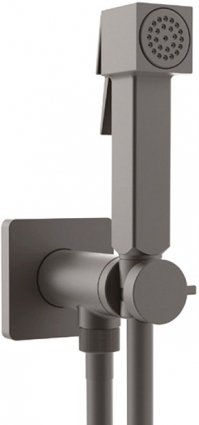 Гигиенический душ Bossini Cube E38003B.073 со смесителем, С ВНУТРЕННЕЙ ЧАСТЬЮ, черный матовый, 1 режим