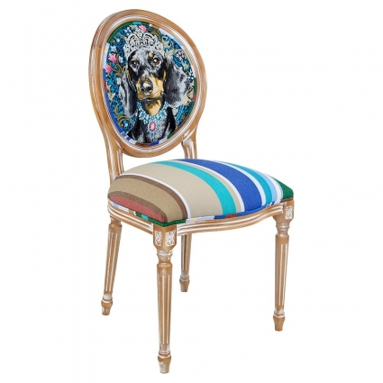 Стул Object Desire Такса сине-бежевого цвета 48x49x97 см,  стиль классический