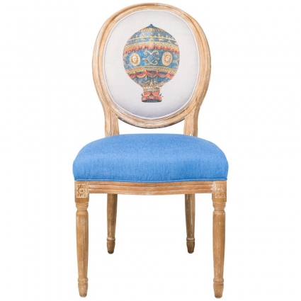 Стул byObject Монгольфьер с синим сидением, 50x62x101 см,  стиль классический