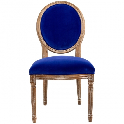 Стул byObject Луи Космос с обивкой темно-синего цвета, 62x50x101 см,  стиль классический