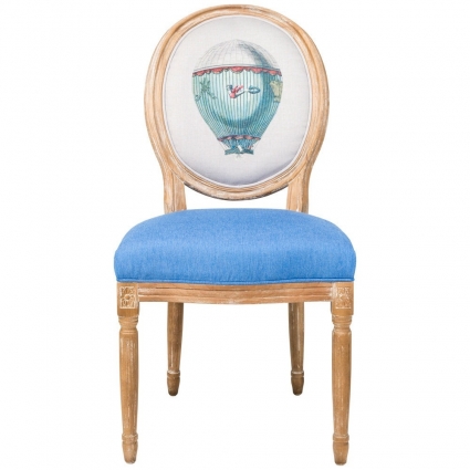Стул byObject Мария Антуанетта с сиденьем и спинкой синего цвета, 62x50x101 см,  стиль классический