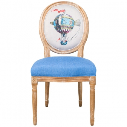 Стул byObject Мечта Дижона с синим сидением, 50x62x101 см,  стиль классический