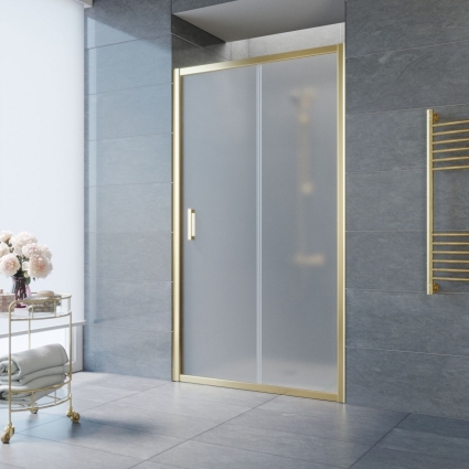 Душевая дверь в нишу Vegas Glass ZP TUR NOVO 145 09 10 145 см, профиль золото, стекло сатин, раздвижная
