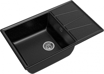 Мойка кухонная GranFest Vertex GF-V-780L черная матовая, прямоугольная, 78x50 см
