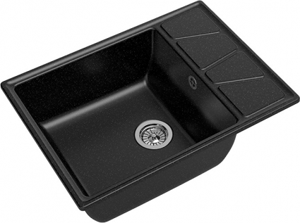 Мойка кухонная GranFest Vertex GF-V-680L черная матовая, прямоугольная, 68x50 см