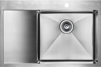 Мойка кухонная Paulmark Atlan PM217851-BSR R, брашированная нержавеющая сталь, прямоугольная, с крылом, 78x51 см