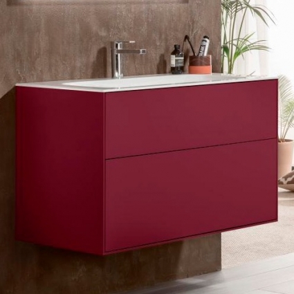 Тумба для комплекта Villeroy & Boch Finion 100 peony matt lacquer, с настенным освещением, подвесная, с ящиками
