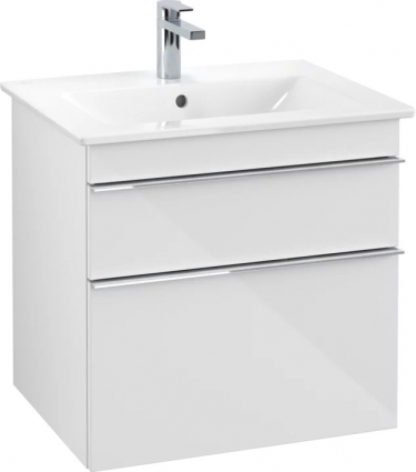 Тумба для комплекта Villeroy & Boch Venticello 60 glossy white, с ручками хром, подвесная, с ящиками