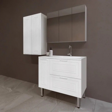 Мебель для ванной Style Line Альба 90 R с бельевой корзиной, напольная, с ящиками