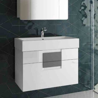 Тумба для комплекта Edelform Glass 80 серые ручки глянцевая, с ящиками
