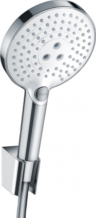 Душевой гарнитур Hansgrohe Raindance Select S 26701400 белый - хром штанга 28 см, шланг пластиковый 125 см