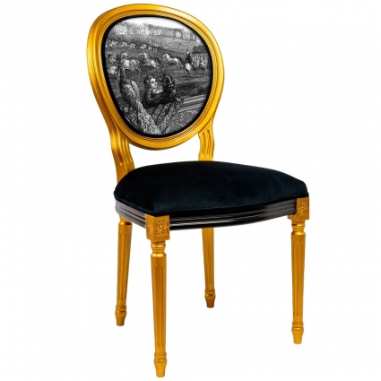 Стул Object Desire Версаль Апрель черно-золотого цвета 48x50x97 см,  стиль классический