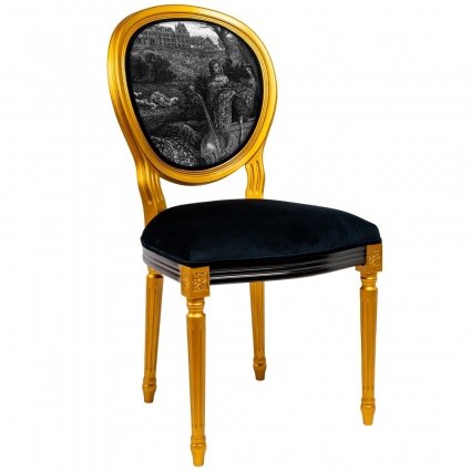 Стул Object Desire Замок Монсо Декабрь черно-золотого цвета 48x50x97 см,  стиль современный