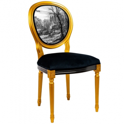 Стул Object Desire Замок Мадрид Март черно-золотого цвета 48x50x97 см,  стиль классический
