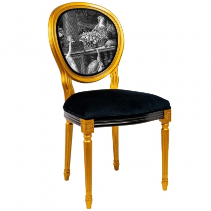 Стул Object Desire Венсен черно-золотого цвета 48x50x97 см,  стиль классический