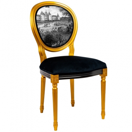 Стул Object Desire Шамбор черно-золотого цвета 48x50x97 см,  стиль классический