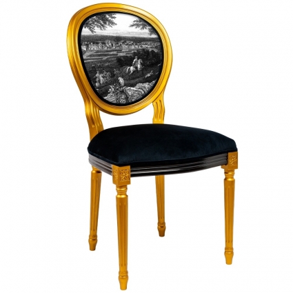 Стул Object Desire Фонтенбло черно-золотого цвета 48x50x97 см,  стиль классический