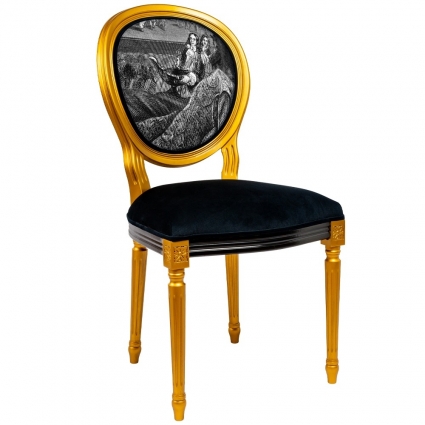 Стул Object Desire Лувр черно-золотого цвета 48x50x97 см,  стиль классический