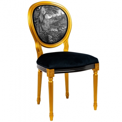 Стул Object Desire Блуа черно-золотого цвета 48x50x97 см,  стиль классический
