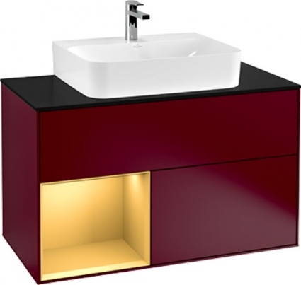Тумба для комплекта Villeroy & Boch Finion G112HFHB 100 с подсветкой и освещением стены, подвесная, с доводчиками