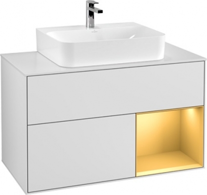 Тумба для комплекта Villeroy & Boch Finion G121HFMT 100 с подсветкой и освещением стены, подвесная, с доводчиками