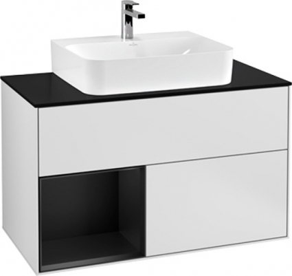 Тумба для комплекта Villeroy & Boch Finion G112PDMT 100 с подсветкой и освещением стены, подвесная, с доводчиками