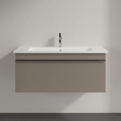 Тумба для комплекта Villeroy & Boch Venticello 95 truffle grey, с ручкой хром, подвесная, с ящиками